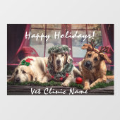 Autocollant Pour Fenêtre Trois bons chiens Vétérinaire Noël (Feuille)