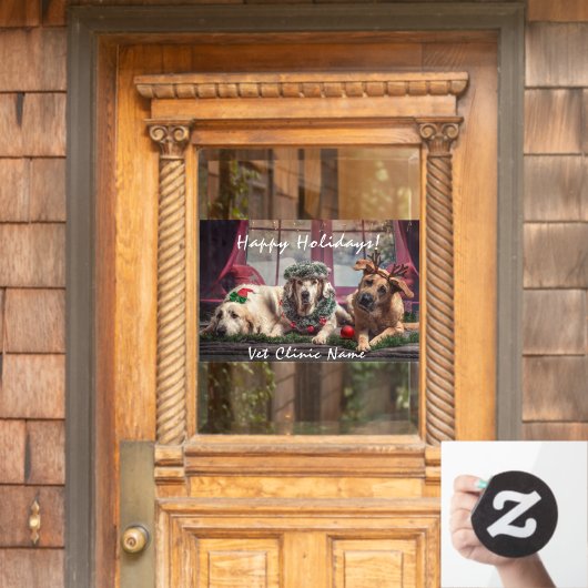 Autocollant Pour Fenêtre Trois bons chiens Vétérinaire Noël (Porte d'accueil)