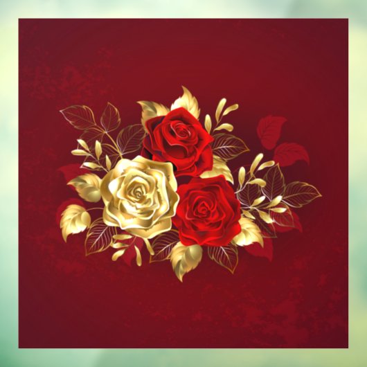 Autocollant Pour Fenêtre Trois Roses de bijoux (Feuille 3)