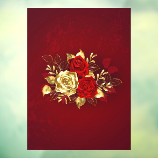 Autocollant Pour Fenêtre Trois Roses de bijoux (Feuille 3)