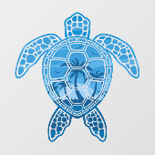 Autocollant Pour Fenêtre Tropical Island Sea Turtle Design en bleu (Feuille)