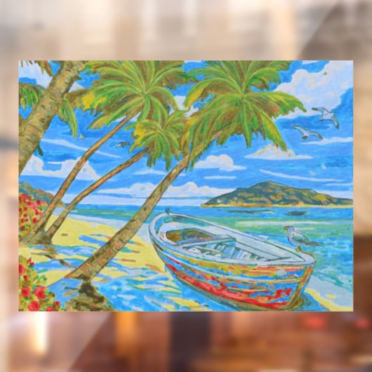Autocollant Pour Fenêtre Tropical Scene Window Cling (Feuille 2)