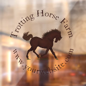 Autocollant Pour Fenêtre Trotting Brown Horse Circulaire Texte équestre (Feuille 2)