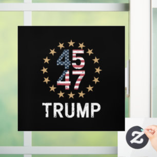 Autocollant Pour Fenêtre Trump 2024 Drapeau de l'Amérique Revenir Trump 45 