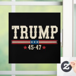 Autocollant Pour Fenêtre Trump 45 47 Drapeau américain USA Rétro Vintage