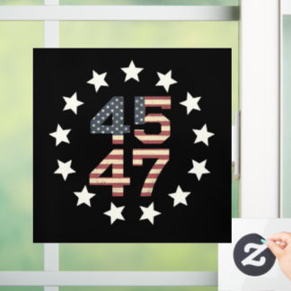 Autocollant Pour Fenêtre Trump 45 47 Étoiles Vintage USA American Drapeau