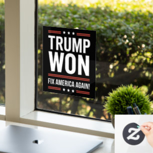 Autocollant Pour Fenêtre Trump a gagné MAGA Trump vainqueur 2024 Réparer l'
