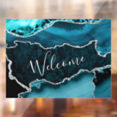 Autocollant Pour Fenêtre Turquoise et Faux Argent Parties scintillant Marbr (Feuille 2)