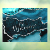 Autocollant Pour Fenêtre Turquoise et Faux Argent Parties scintillant Marbr (Feuille 3)