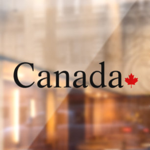 Autocollant Pour Fenêtre Typographie canadienne avec minimaliste de la feui