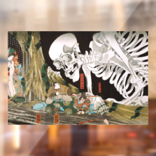Autocollant Pour Fenêtre Ukiyo-e vintage : l'art du spectre de squelette de