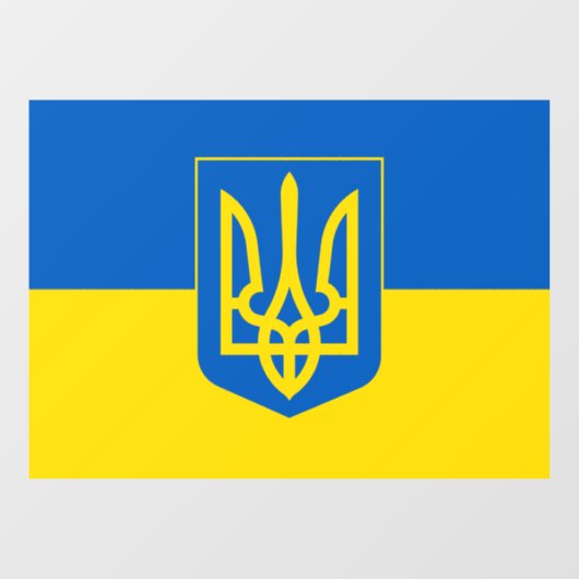 Autocollant Pour Fenêtre Ukrainian flag with the Trident Coat of Arms. (Feuille)