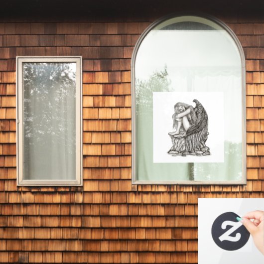 Autocollant Pour Fenêtre Un ange endormi sur la pierre (Fenêtre d'accueil)