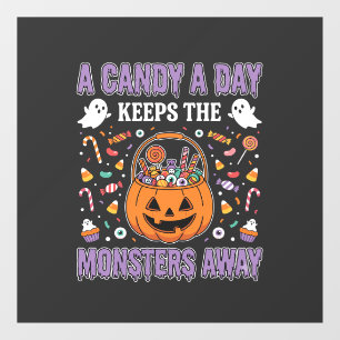 Autocollant Pour Fenêtre Un bonbon par jour Halloween T Shirt Design