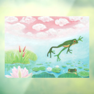 Autocollant Pour Fenêtre Une Grenouille S'Enfonce Dans L'Étang Illustration