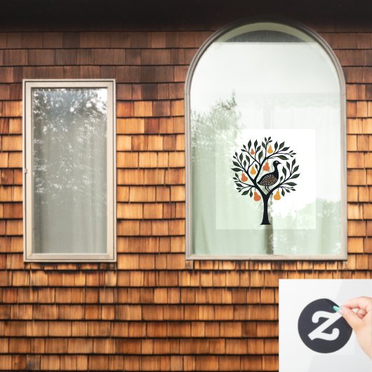 Autocollant Pour Fenêtre Une Perdrix Dans Un Crayon De Découpe De Poirier R (Fenêtre d'accueil)