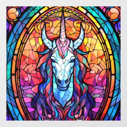 Autocollant Pour Fenêtre Unicorne en verre tendu (Feuille)
