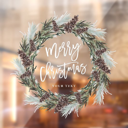Autocollant Pour Fenêtre Vacances de Noël Joyeux Pinecone Wreath hiver (Feuille 2)