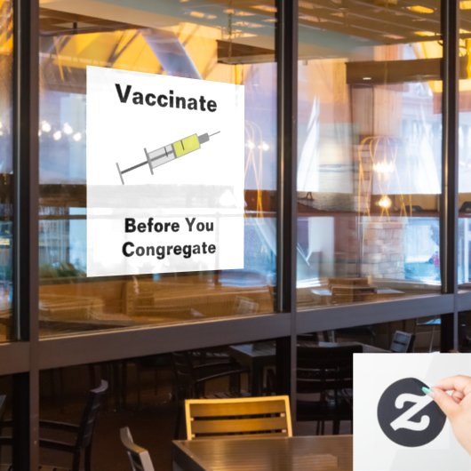 Autocollant Pour Fenêtre Vacciner avant votre congrégation (Fenêtre du restaurant)
