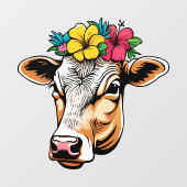 Autocollant Pour Fenêtre Vache à fleurs (Feuille)