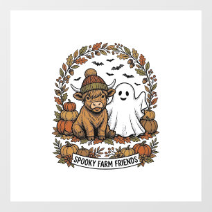 Autocollant Pour Fenêtre Vache des Highlands Halloween Fantôme Citrouille A