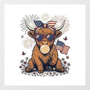 Autocollant Pour Fenêtre Vache écossaise patriotique Bubblegum Gravure vint