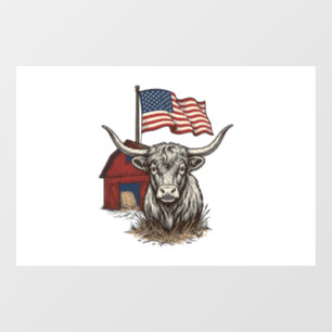 Autocollant Pour Fenêtre Vache Longhorn Patriotique et Conception Vectoriel
