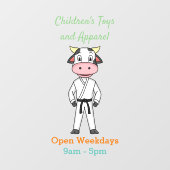 Autocollant Pour Fenêtre Vache mignonne en combinaison kung fu (Feuille)