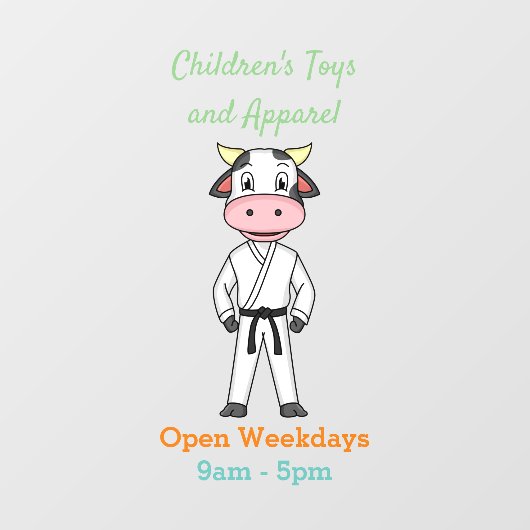 Autocollant Pour Fenêtre Vache mignonne en combinaison kung fu (Feuille)