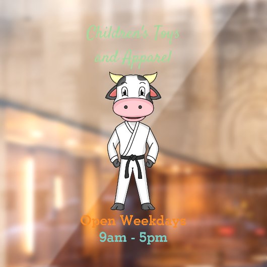 Autocollant Pour Fenêtre Vache mignonne en combinaison kung fu (Feuille 2)