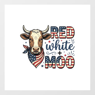 Autocollant Pour Fenêtre Vache Patriotique Rouge Blanc Moo Chemise 4 Juille