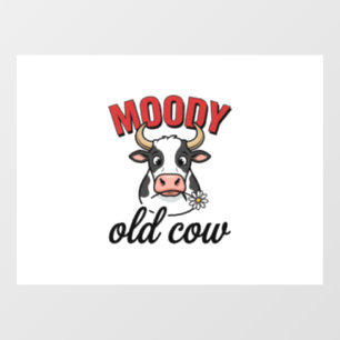 Autocollant Pour Fenêtre Vache Vieille Humeur Vintage Dessin de T-shirt de