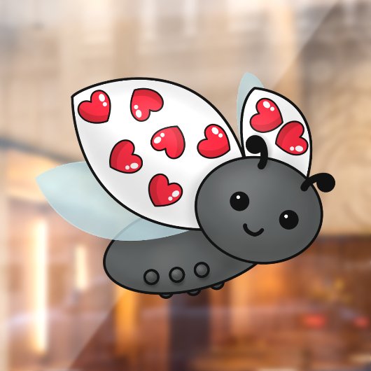 Autocollant Pour Fenêtre Valentine Ladybug (Feuille 2)