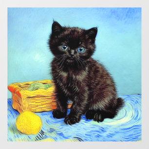 Autocollant Pour Fenêtre Van Gogh Black Kitten avec fils