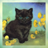 Autocollant Pour Fenêtre Van Gogh Chat noir Fleurs jaunes (Feuille 3)