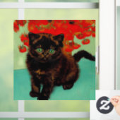 Autocollant Pour Fenêtre Van Gogh Chat noir Fleurs rouges (Maison)