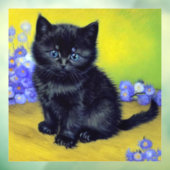 Autocollant Pour Fenêtre Van Gogh Chat noir Fleurs violettes (Feuille 3)