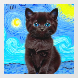 Autocollant Pour Fenêtre Van Gogh Starry Night Black Cat