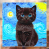 Autocollant Pour Fenêtre Van Gogh Starry Night Black Cat (Feuille 2)