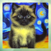 Autocollant Pour Fenêtre Van Gogh Starry Nuit Siamese Cat (Feuille 3)