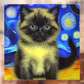 Autocollant Pour Fenêtre Van Gogh Starry Nuit Siamese Cat (Feuille 2)