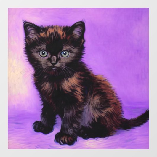 Autocollant Pour Fenêtre Van Gogh Style Chat pourpre (Feuille)