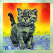 Autocollant Pour Fenêtre Van Gogh Style Chat Sunset Beach (Feuille 3)