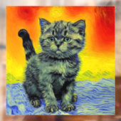 Autocollant Pour Fenêtre Van Gogh Style Chat Sunset Beach (Feuille 2)