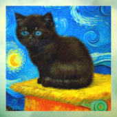Autocollant Pour Fenêtre Van Gogh Style Starry Night Cat (Feuille 3)