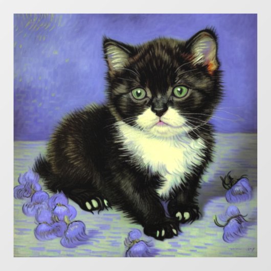 Autocollant Pour Fenêtre Van Gogh Tuxedo Kitten (Feuille)