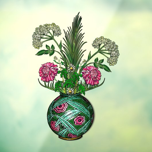 Autocollant Pour Fenêtre Vase et fleurs Art Nouveau (Feuille 3)