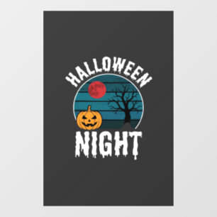 Autocollant Pour Fenêtre Vecteur d'arbre de citrouille de nuit d'Halloween