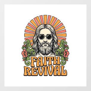 Autocollant Pour Fenêtre Vecteur de gravure chrétienne rétro Faith Revival