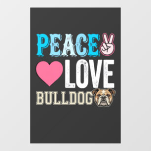Autocollant Pour Fenêtre Vecteur Peace Love Bouledogue